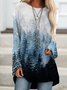 Loose casual round neck forest print Sweatshirts