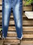 Casual Side Slit Hem with Frayed Edges Jeans