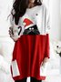 Christmas Red Long Sleeve Casual Printed Tops