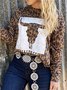 Leopard Casual Shift Animal Crew Neck Top