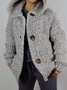 Gray Knitted Long Sleeve Plain Sweater Outerwear