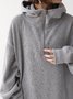 Gray Zipper Casual Solid Color Hoodies & Sweatshirts Dress