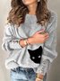 Cat Printed Vintage Striped Sweater