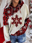 Ladies' plaid snowflake print casual hoodie