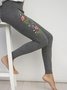 Floral Casual Embroidered Leggings