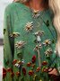 New Women Fashion Plus Size Boho Holiday Floral Vintage Casual Shift Tops