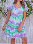Short Sleeve Ombre/tie-Dye Weaving Dress