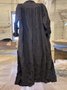 Long Sleeve Casual Plain Buttoned Women Dress