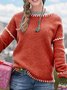 Knitted Long Sleeve Crew Neck Sweater