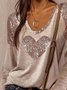 Geometric Casual V-Neckline Long Sleeve blouse