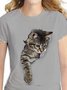 Women Summer Top Funny 3D Cat Printed Tee Casual T Shirt Short Sleeve Tee Blouse