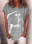 Women Cat Animal Crew Neck Casual Short Sleeve Summer T-shirt