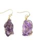 Natural crystal stone gold-plated amethyst amorphous wire earrings