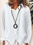 Women Solid Irregular Single-breasted Button Cotton Long Sleeve Linen Blouse