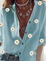 Long Sleeve Shift Floral Shirt Collar Blouse