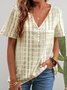 V Neck Cotton Casual Short Sleeve Top