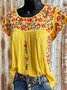 Short Sleeve Floral Casual Top