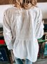 Long Sleeve Cutout Cotton-Blend Casual Shirts & Tops