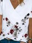 V Neck Floral Short Sleeve T-shirt