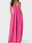 Women Maxi Dress Summer Sleeveless Plus Size Loose Plain with Pockets Casual Long Sundress