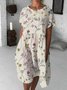 Floral Short Sleeve Cotton-Blend Dresses