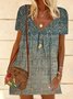 Plus Size Vintage Holiday Boho Hippie Short Sleeve Casual Women Dress