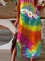 Ombre/tie-Dye Casual Short Sleeve Knitting Dress