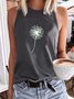Cotton-Blend Shift Sleeveless Crew Neck Tank & Cami Top