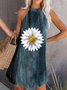 Crew Neck Sleeveless Floral Weaving Dress