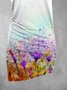 2021 Summer Casual Print Asymmetric Sundress Floral Cold Shoulder Floral-Print Weaving Dress