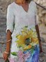 V Neck Holiday Half Sleeve Weaving Dress