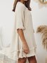 Plain Cotton-Blend Short Sleeve Holiday Women Dress