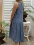 Solid Holiday Tiered Sleeveless Dress with Pocket