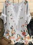 Floral Short Sleeve Casual V Neck Blouse