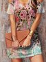 Casual Floral Cold Shoulder Knitting Dress