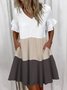 Solid Casual Short Sleeve Shift Weaving Dress