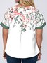 Crew Neck A-Line Floral Short Sleeve Top