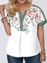 Crew Neck A-Line Floral Short Sleeve Top
