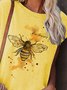 Women Casual Crew Neck Bee Print Short Sleeve Summer T-Shirt
