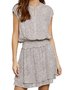 Leopard Shirt Collar Short Sleeve Weaving Dress