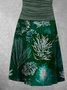 Summer Leisure Ctitching Plant Print A skirt  Short Sleeve Resort Knitting Dress
