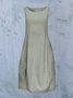 Casual Cotton-Blend Solid Crew Neck Women Dress