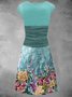 Floral Cotton-Blend Elegant Knitting Dress