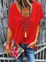 Red Casual Solid Top