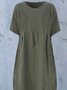 Short Sleeve Plain Crew Neck Weaving Dress