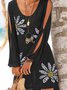 Crew Neck Holiday Butterfly Cotton Knitting Dress