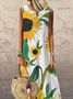Casual A-Line Cotton-Blend Floral-Print Weaving Dress