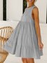 Casual Round neck Sleeveless Cake Stitching Large-length Loose Solid Weaving Dress