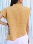 Cowl Neck Short Sleeve Buttoned Shirt & Top