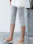 Solid Lace Patchwork Plus Size Casual Leggings Pants